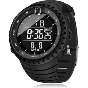 Men's Digital Sports Watch Waterproof Tactical Watch with LED Back